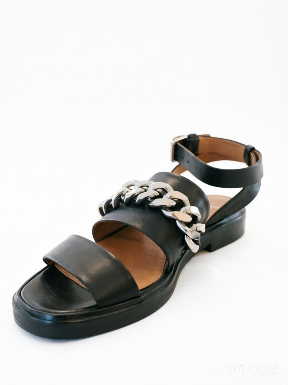 Givenchy Black Chain-Accent Leather Sandals